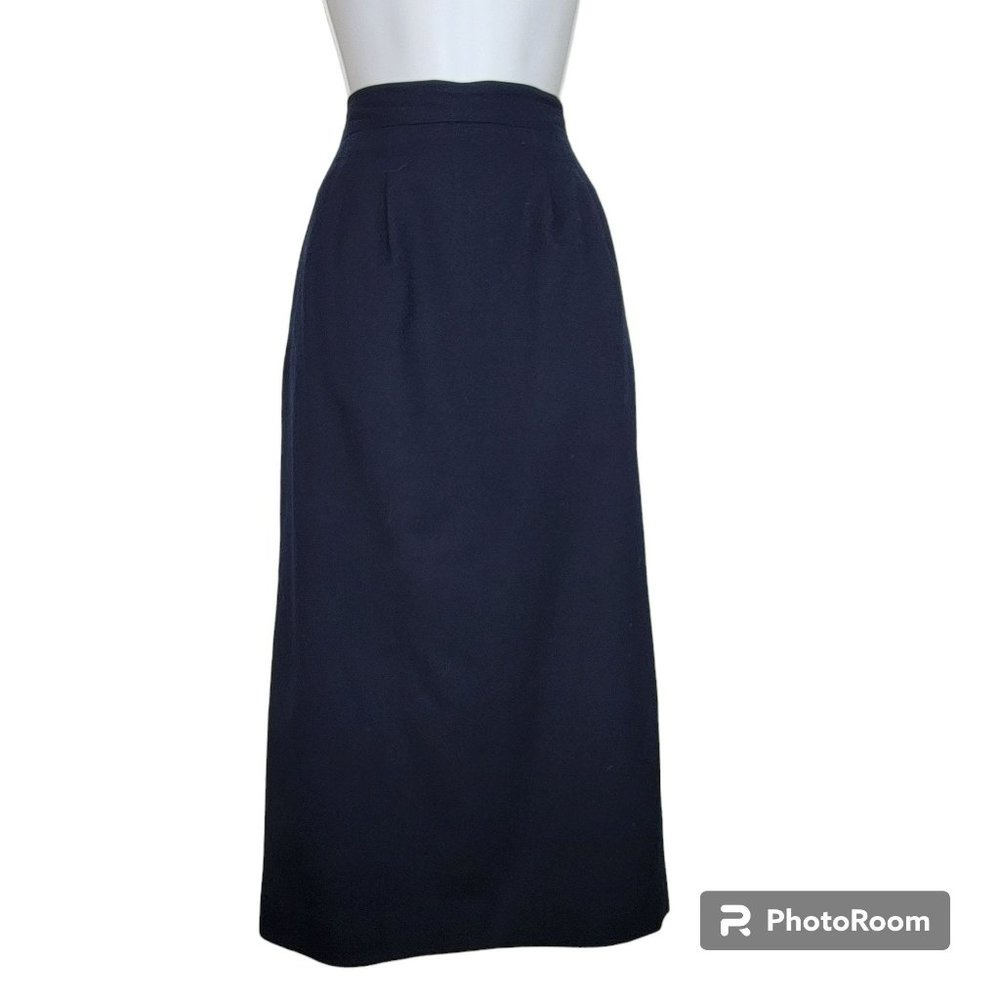 Talbots Skirt, Women 8, Navy, Vintage, 100% Wool, Classic, Pockets,  EUC